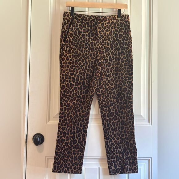 A.L.C. Harrison Velvet Leopard Print ankle pant cropped - Picture 3 of 10